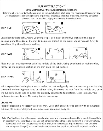 Miniatura 3 de Tracción Safe Way 16" X 40" de vinilo adhesivo blanco, alfombrilla de baño antideslizante con corte de drenaje