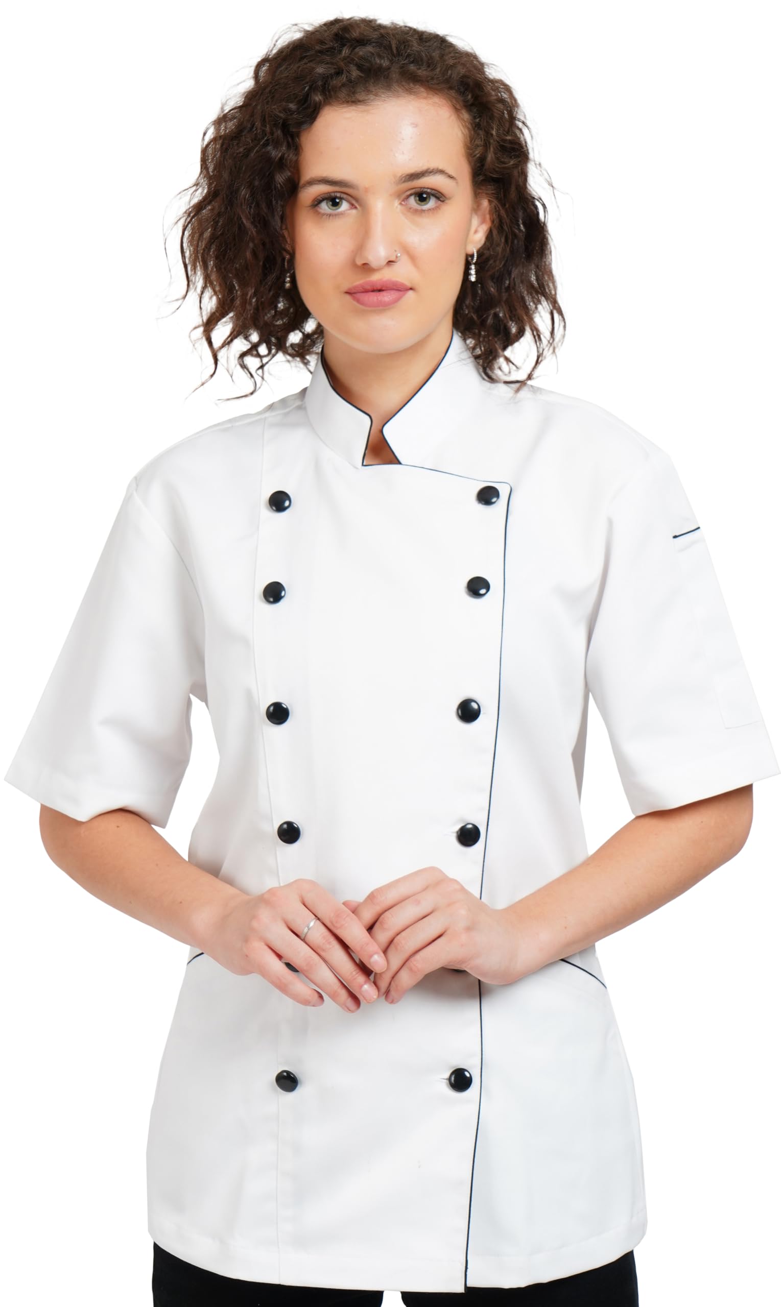 Women's Traditional Chef Coat WHITE Half Sleeve, Restaurant Cooking (3X_Large)