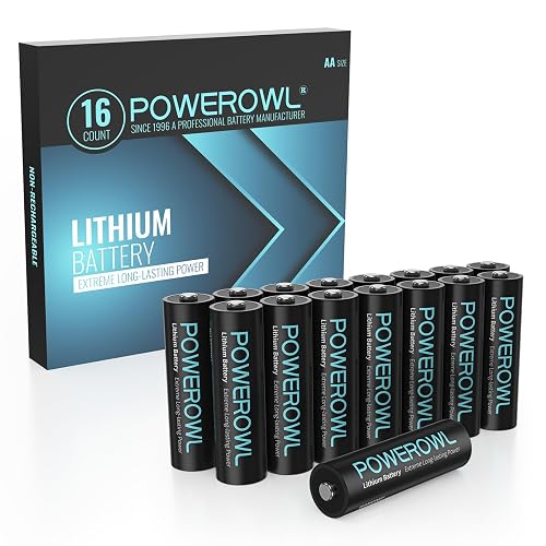 POWEROWL Lithium Batteries AA 16 Pack, High Capacity 1.5V Double A Battery for Blink Camera, High-Tech Devices, Non-Rechargeable