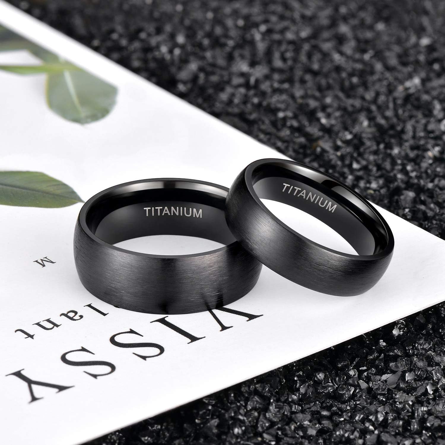 Zakk 6mm 8mm Titanium Ring Brushed Dome Engagement Wedding Band for Men Women Silver/Black Comfort Fit (Black 6mm,Size M 1/2) - Image 4