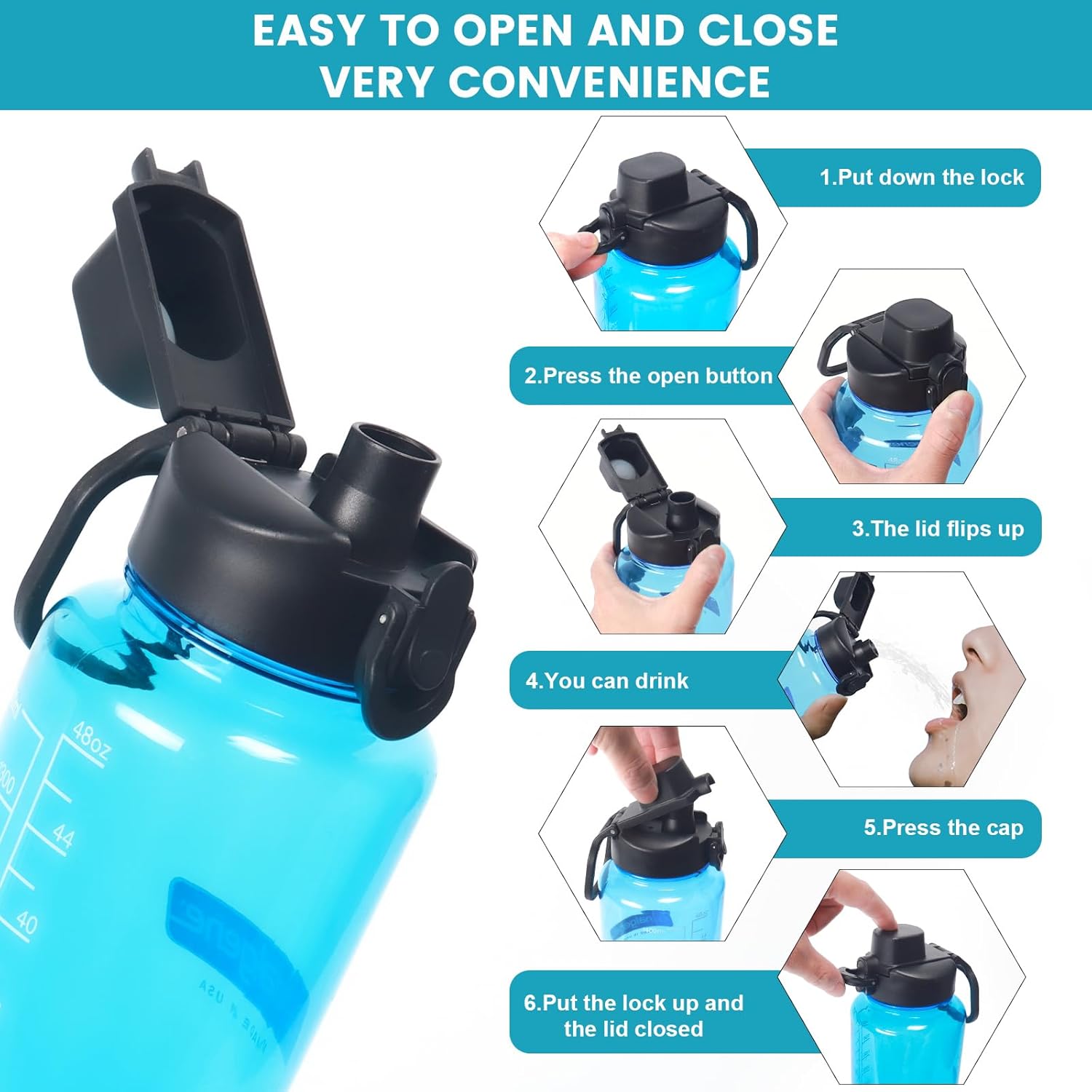 Lid Replacement for Nalgene Tritan Water Bottle 32oz & 48oz 1 Pack, Wide Mouth Lid for Nalgene Water Bottle 32oz & 48oz, BPA-Free（2Pack）