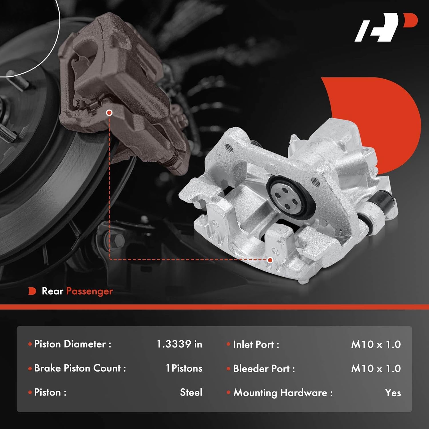A-Premium Disc Brake Caliper Assembly with Bracket Compatible with Mini Cooper 2003 2004 2005 2006 2008 - Rear Right Passenger, Replace# 34216763730