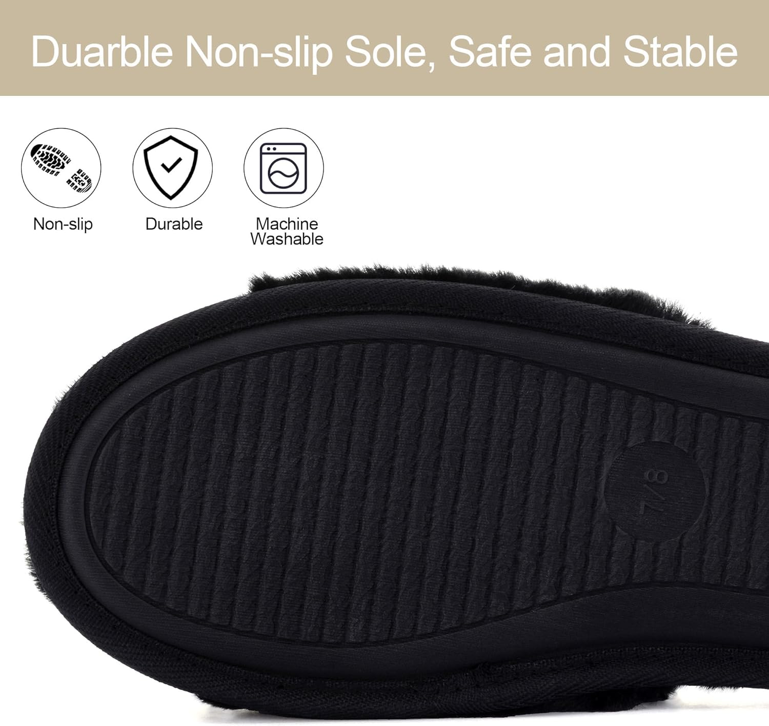 ULTRAIDEAS Women's Fuzzy House Slippers Fancy Open Toe Slides Slippers with Rhinestone Bowknot and Non Slip Sole - Image 6