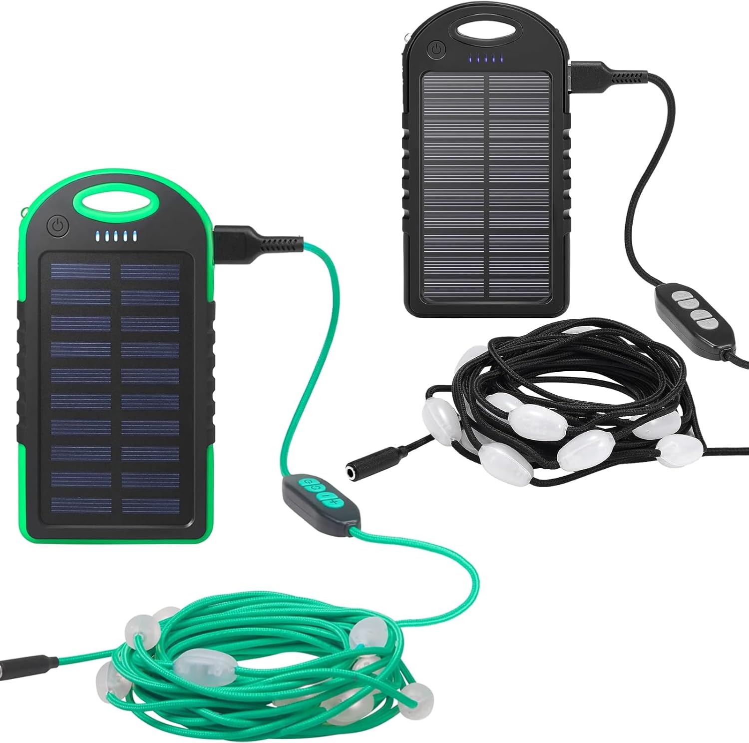 Anpro Solar Camping String Lights 2 PCS 20.5Ft Solar String Lights