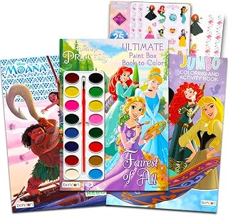 Paint with Water Super Set for Girls Kids Toddlers - Bundle Includes 3 Deluxe Paint Books with Paint Brushes (Featuring Disney Princess, Tangled and Moana)
