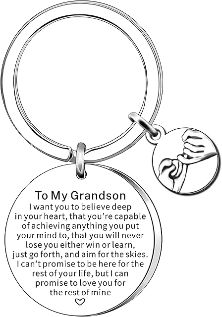 AMZQ Grandson Gifts Inspirational Keyring Gifts for Grandson Graduation Birthday Christmas Gifts