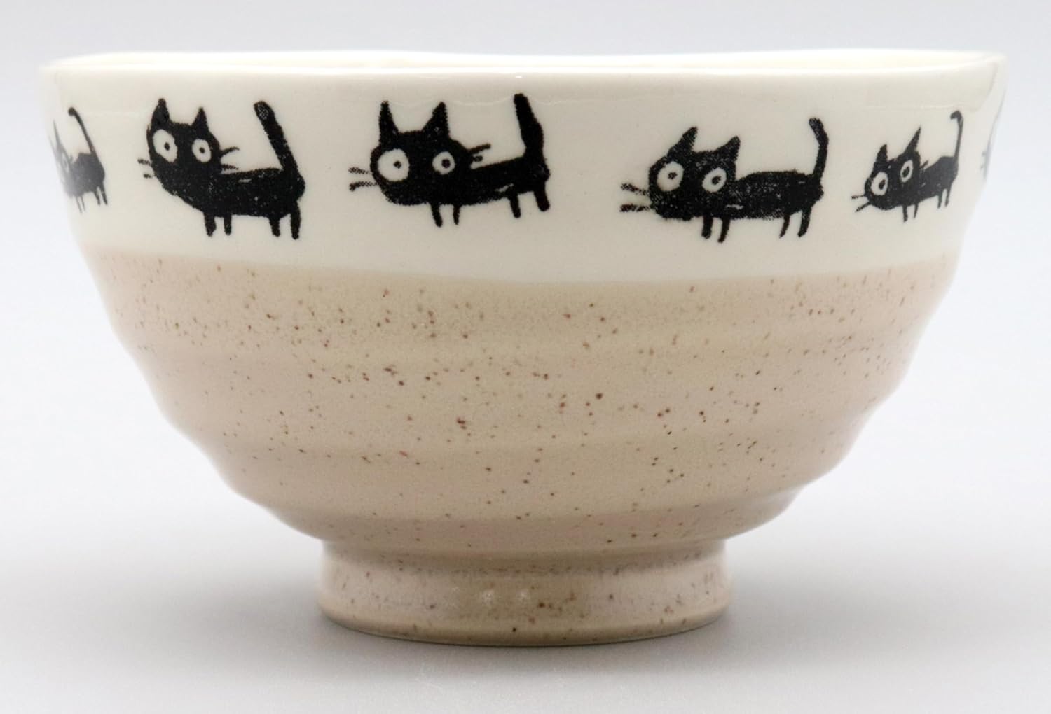 せともの本舗 Couple Bowl, Black Cat Beige Rice Bowl, 4.4 x 2.6 inches (11.2 x 6.5 cm), Restaurant, Ryokan, Japanese Tableware, Restaurant, Commercial Use image 2