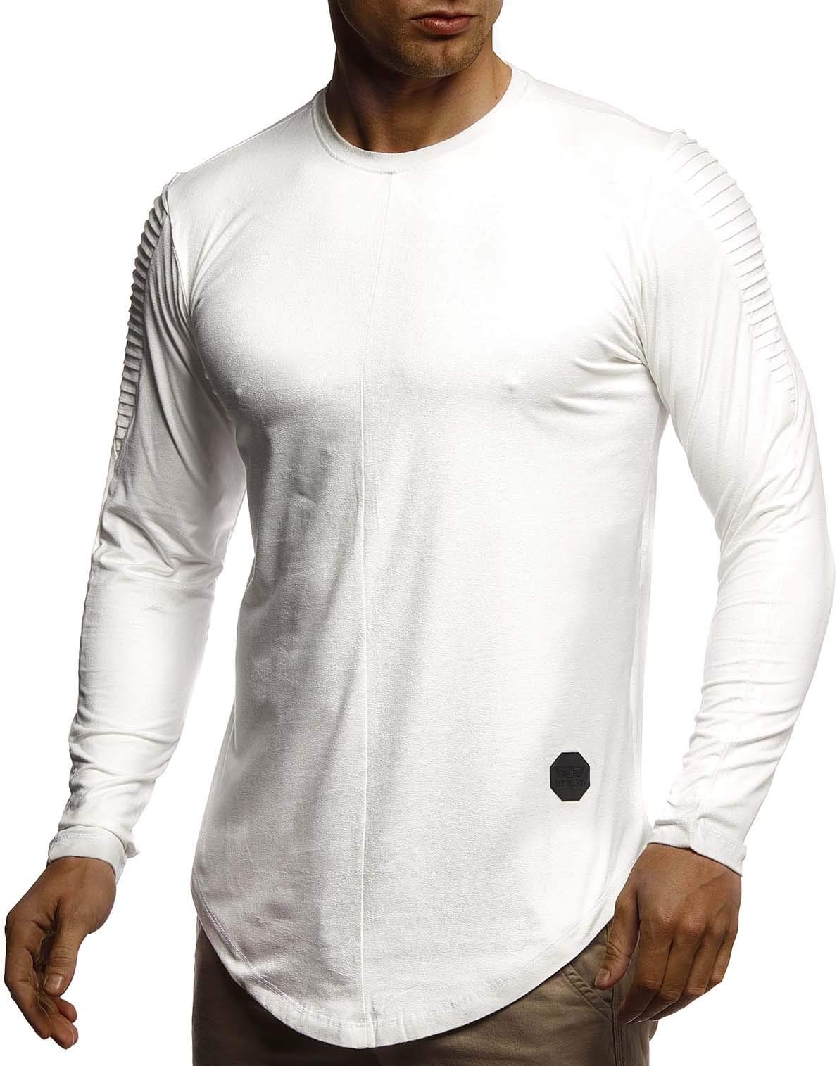 LN-1059 Men's Pullover Crew Neck Slim Fit Basic Men's Jumper Sweatshirt Long Sleeve Crew Neck Boys Hoodie - T-Shirt Long Sleeve in Black, White, XL
