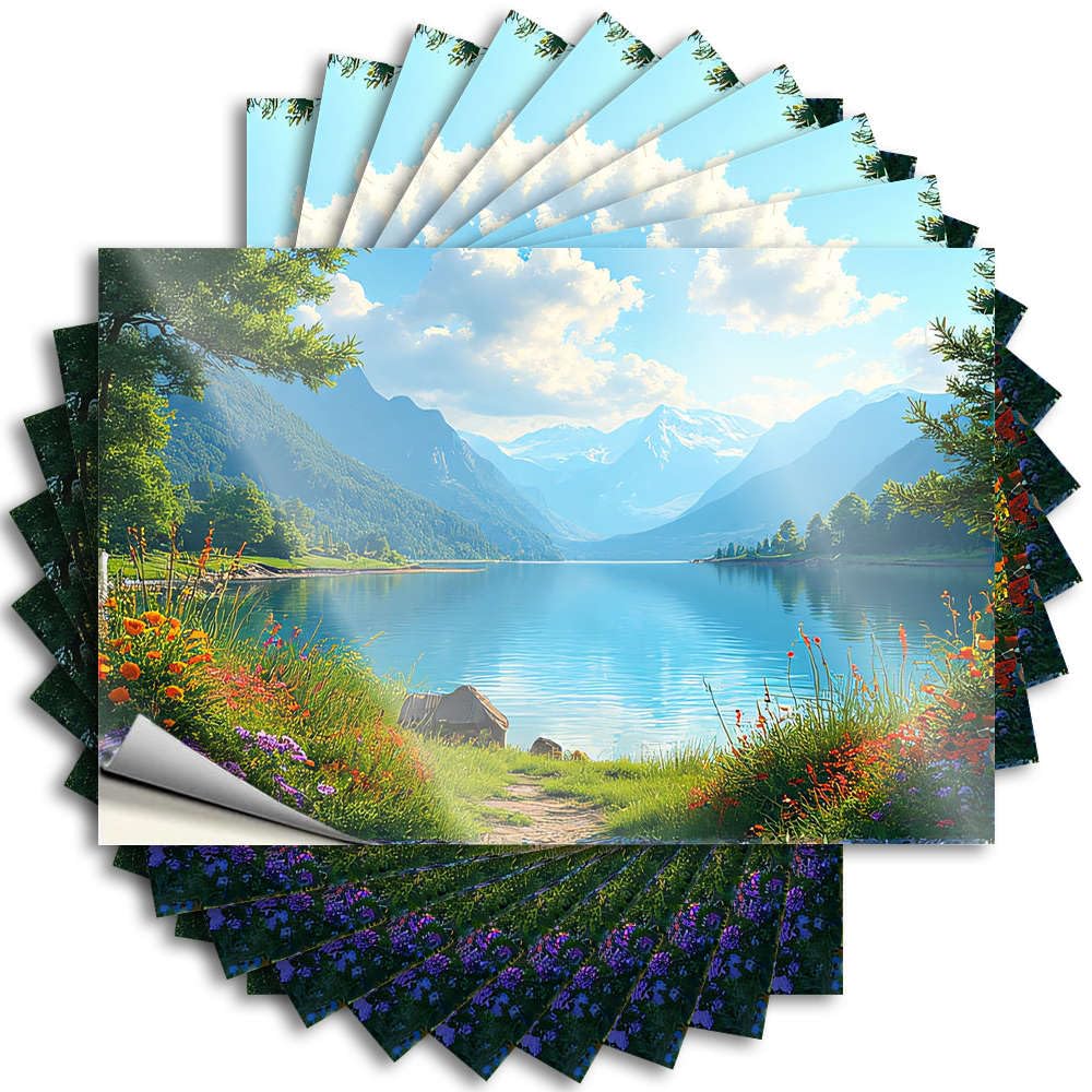 Unique Tattoo, Winter Cover A Serene Lake Surrounded By Mountains and Colorful Flowers | Funny Quote Comfort Decals(12X18CM)
