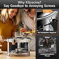 Vista 4 de Bandejas Calentadoras para Buffet, Paquete de 4 Bandejas Calentadoras Redondas de Acero Inoxidable de 5QT para Fiestas en Casa, Reuniones