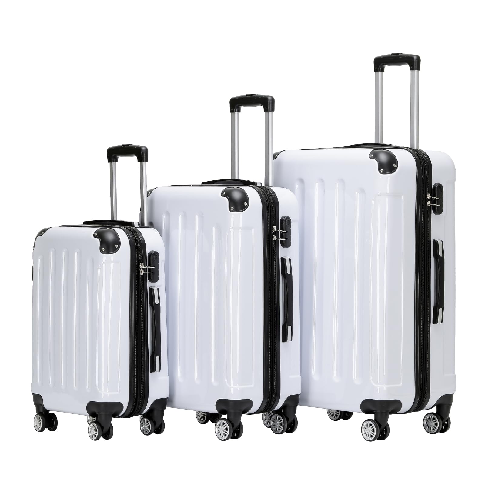 BEIBYE 2048 Hartschalenkoffer aus Polycarbonat, Reisekoffer mit 4 Zwillingsrollen und Zahlenschloss, Erweiterbarer Trolley Koffer M L XL oder Kofferset mit Teleskopgriff