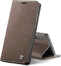 Chocoyi Coque Cuir pour Samsung Galaxy A70, Protection Housse en Cuir PU Portefeuille,Fermeture Magnétique,Fentes pour Cartes,Fonction de Support.-Café
