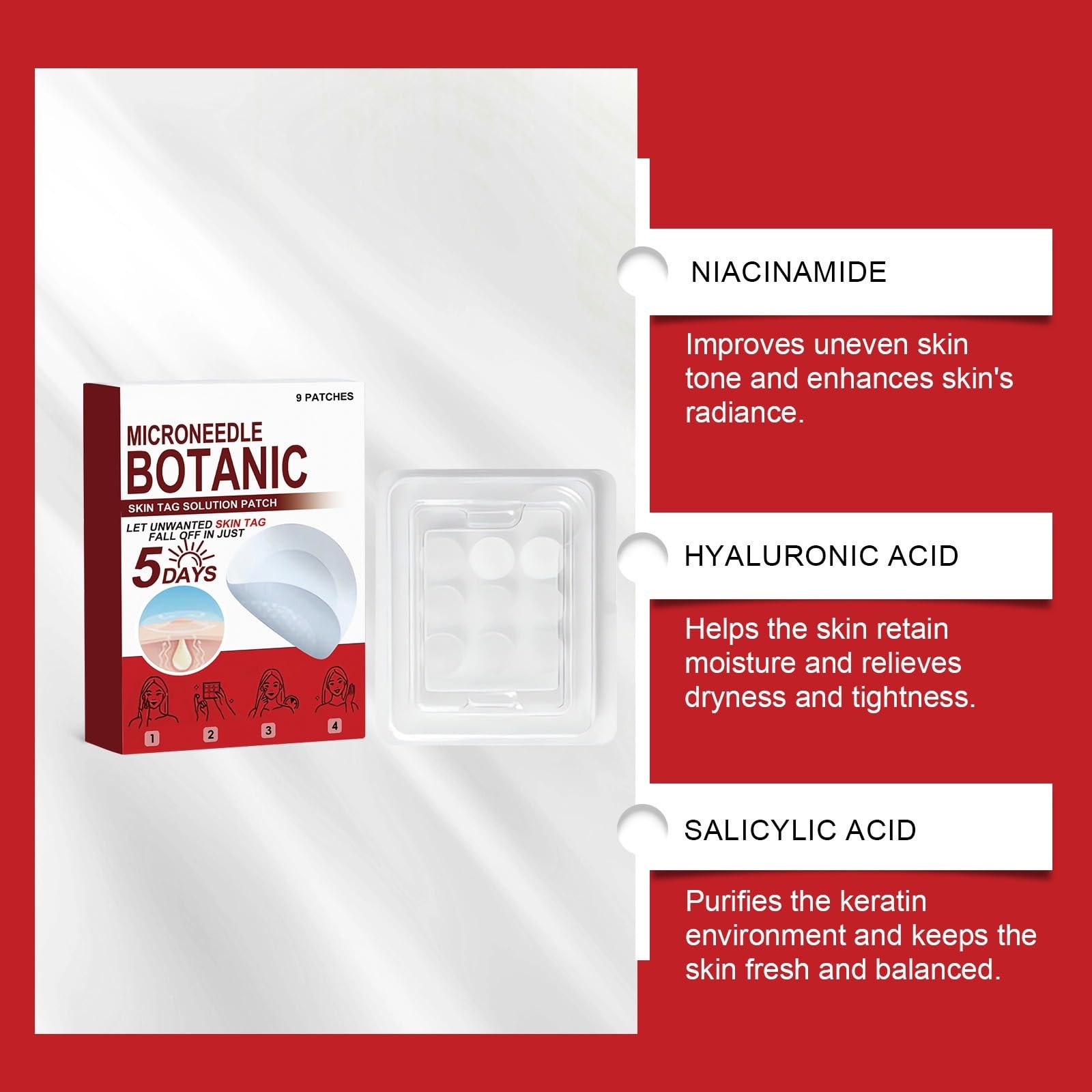 Naszywki pielęgnacyjne Hydrocolloid, Mild Gentle Formula for Warts, Moles & Acne Blemishes, Easy Application, Multi-use for Face, Chin, Back and Full Body Daily Skin Repair