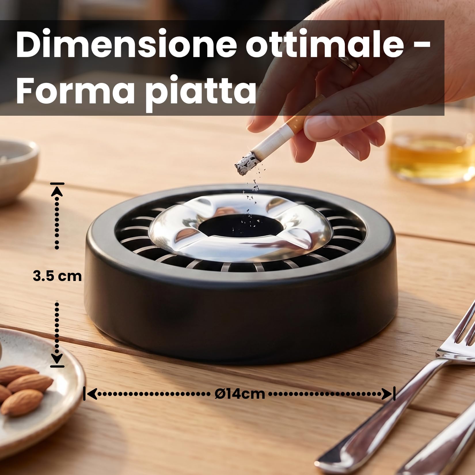 Starlet24® Posacenere Antivento per Esterni – Posacenere Piatto Rotondo Stabile Spegnitore, Posacenere da Tavolo per Balcone Terrazza Giardino Campeggio
