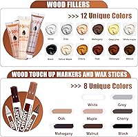 Vista 2 de Kit de reparación de muebles de madera - Juego de 41 kit de reparación de piso de laminado y vinilo, rellenos de madera, reparación de arañazos