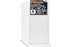 Filtrete High Efficiency Air Filter, 12x36x1 for HVAC 1-Inch Thick Pleated