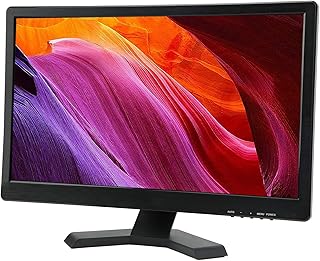 Qiilu 21.5in LED Color Monitor HD Screen Display 1920x1080 VGA HD Multimedia AV BNC USB DC Interface with Speaker Remote Control 100‑240V (UK Plug)