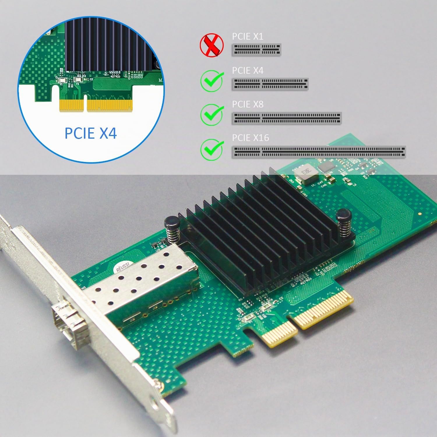 GLOTRENDS ST7315 Carte réseau 10Gb SFP+, Contrôleur Intel 82599EN (X520-DA1), Carte réseau 10Gb PCIe x4, Format Bas Profil, Prend en Charge iSCSI/FCoE/Démarrage PXE et virtualisation VT-c