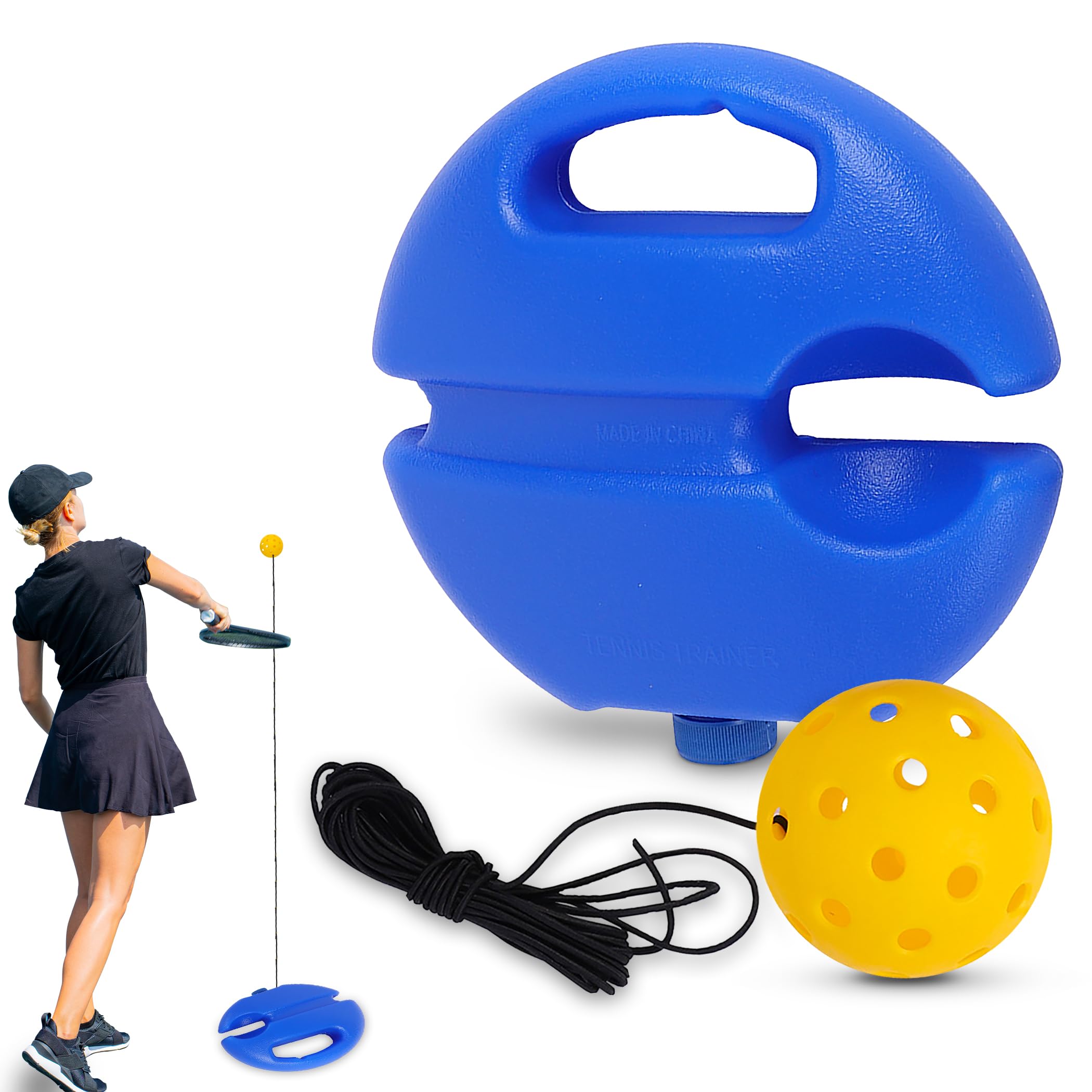 NEWDRU PicklePlay Pro – Pickleball Trainer Set | Reflex Training Ball & High-Durability Paddle | Skill Booster for Beginners & Pros | Indoor & Outdoor Use - Blue-image-10