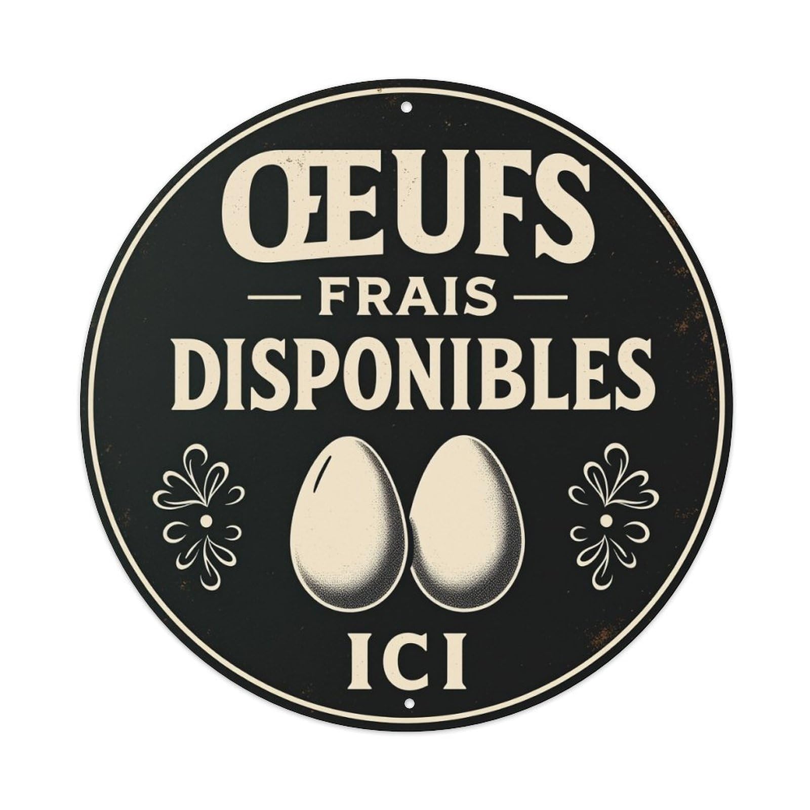 Eggs Fresh Available Here Sign Round Tin Sign Vintage Metal Poster, Home Bar Garage Man Cave Cafe Indoor & Outdoor Wall Decoration 8x8Inches