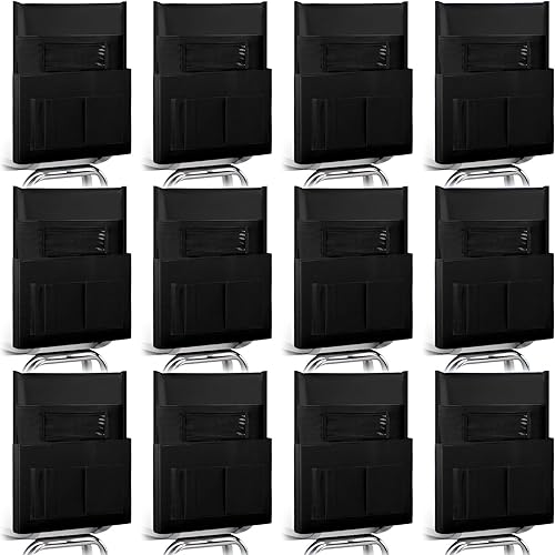 12 bolsillos para sillas para aula, bolsas organizadoras de respaldo de asiento con 6 bolsillos y soporte para etiquetas para nombre, bolsillos para