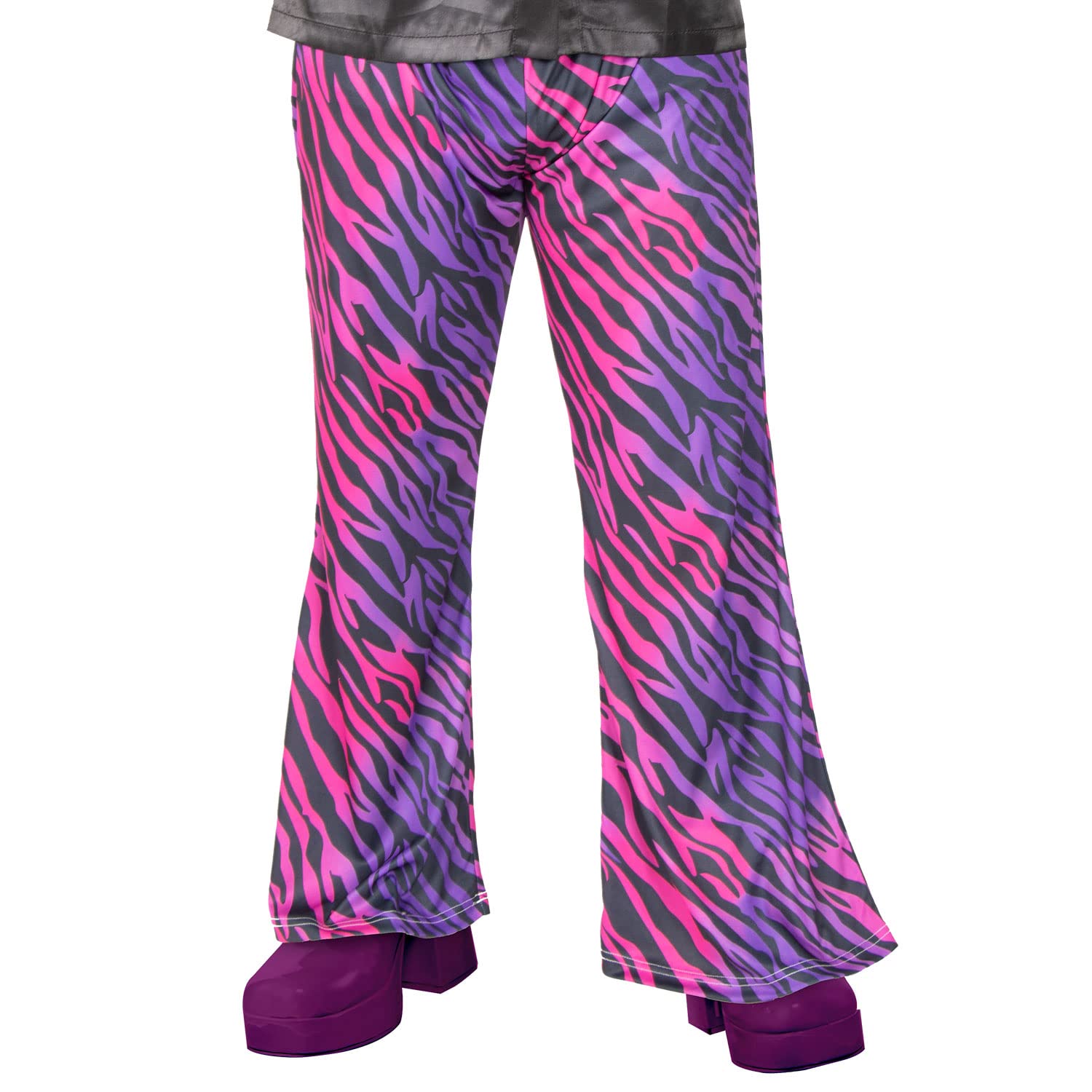 (PKT) (9907397) Adult Mens Disco Fever Zebra Flares Costume Trousers (Extra Large)