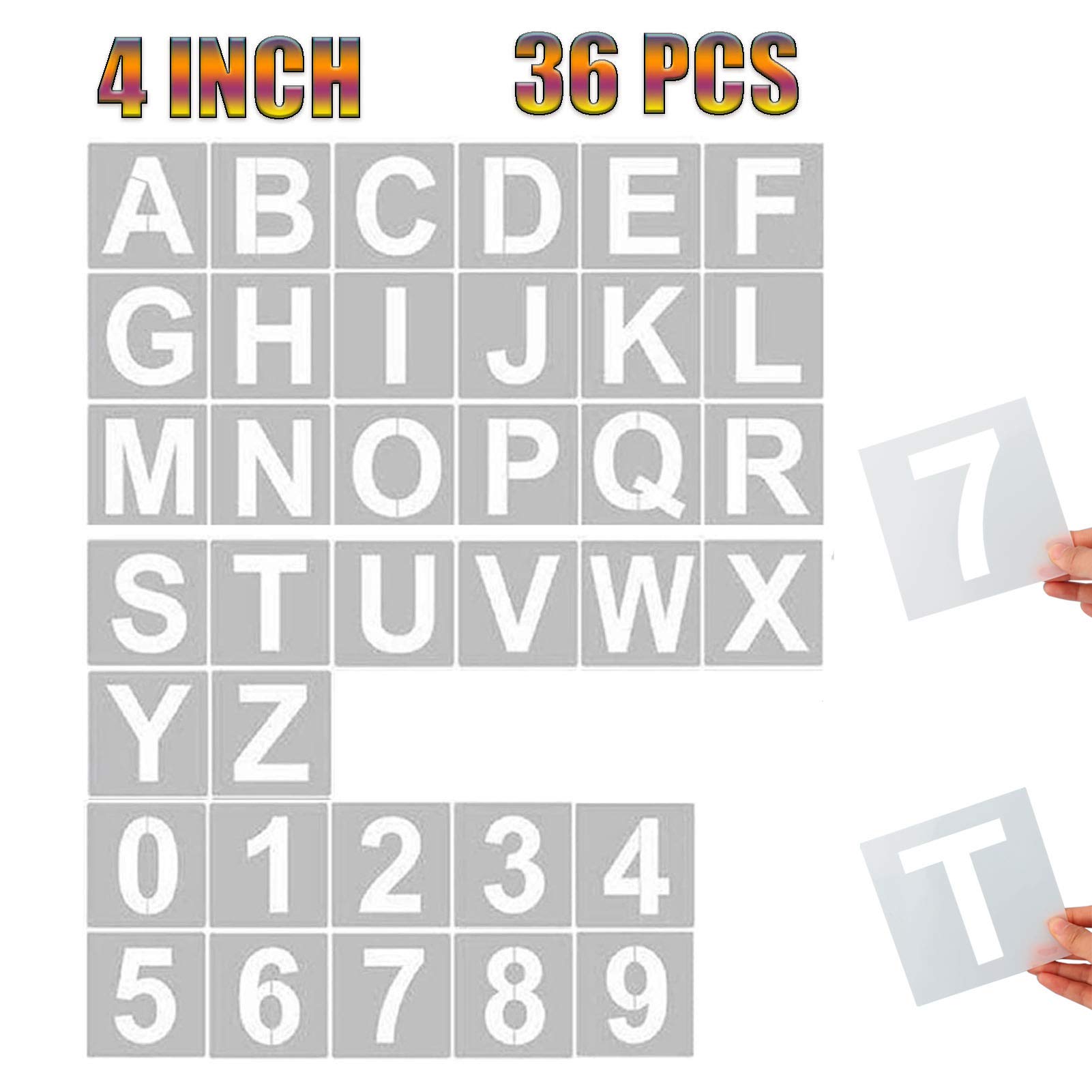 Buy 4 Inch Letter Stencils and Numbers, 36 Pcs Alphabet Art Craft