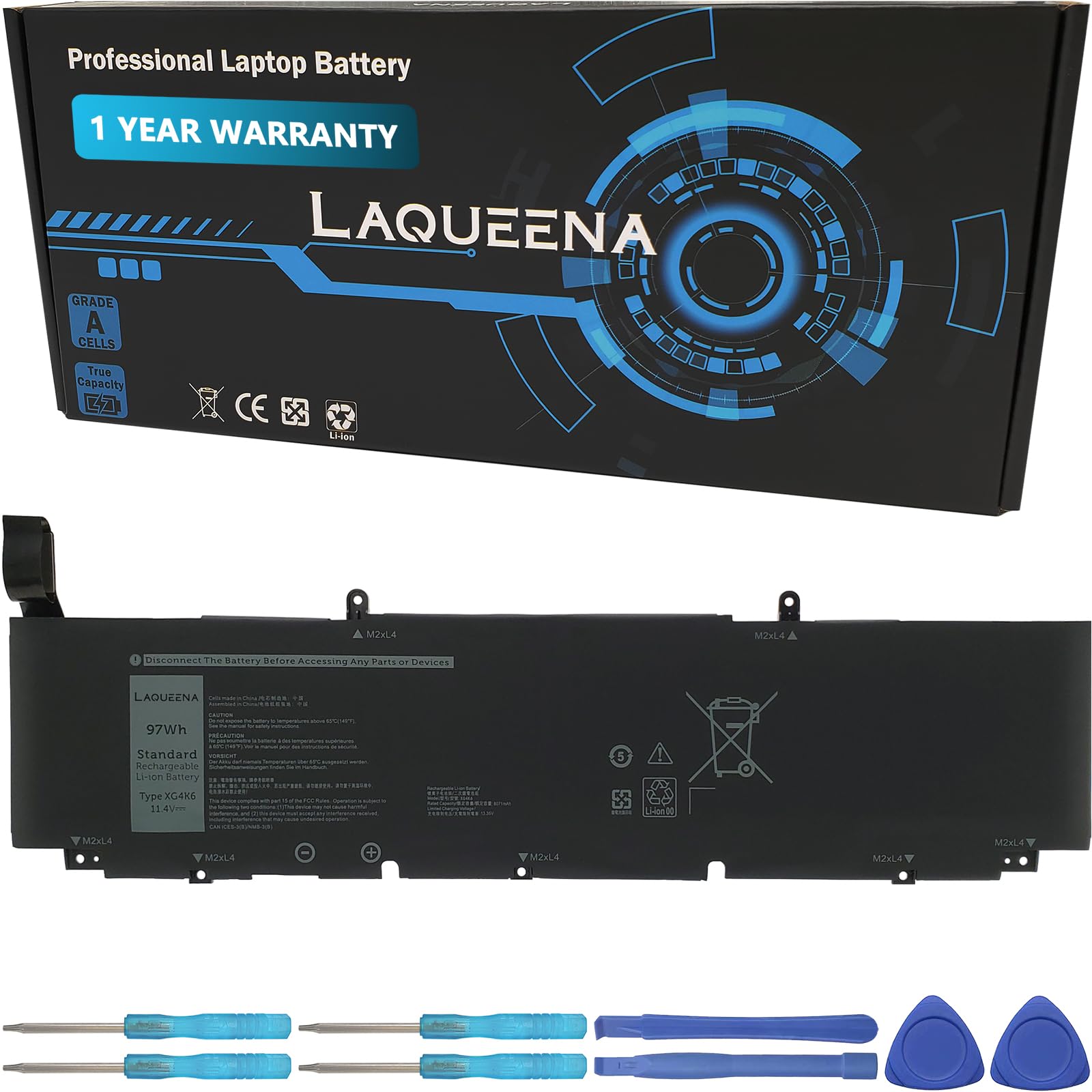 LAQUEENA XG4K6 Laptop Battery Compatible with Dell XPS 17 9730 9720 9710 9700 Precision 5750 5760 5770 Series PKVPMY 0YY3V KRDHV 92F P92F001 P92F002 P92F003 F8CPG 0F8CPG 01RR3 001RR3 97WH