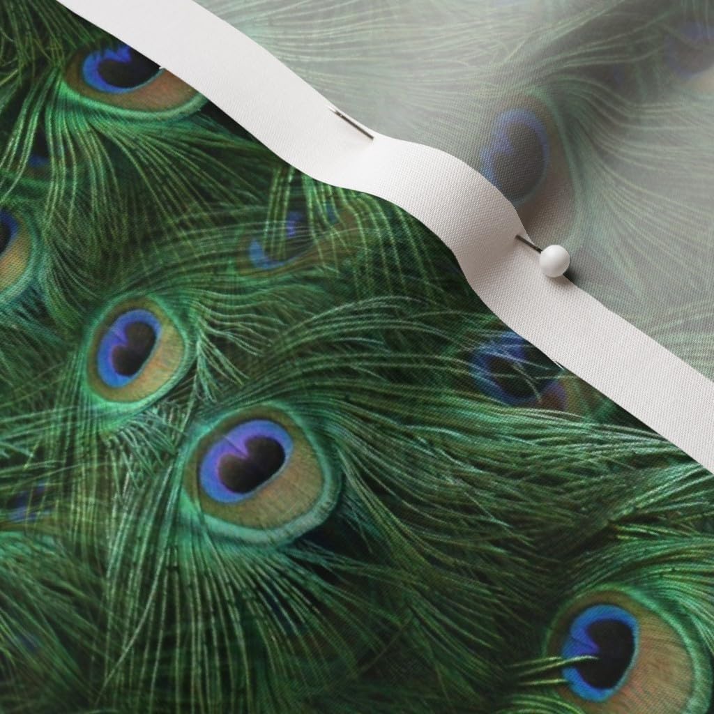 Spoonflower Fabric - Tale Peacock Tail Small Feather Trendy Nature Bird Photo Printed on Cotton Poplin Fabric by The Yard - Sewing Shirting Quilting Dresses Apparel Crafts