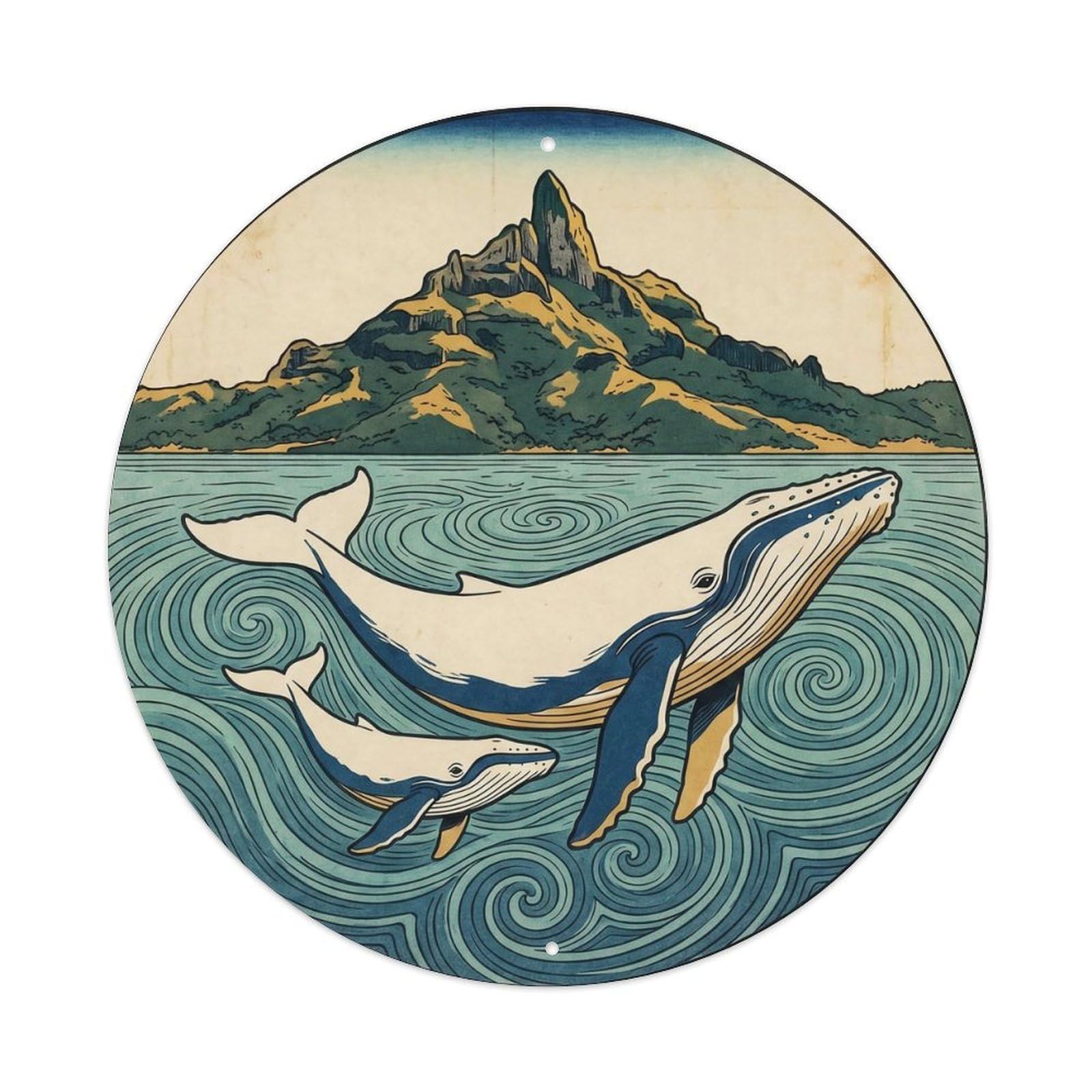 Whale BoraBora Otemanu Lagoon Song Marine Metal Tin Sign