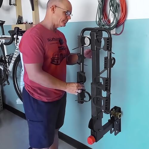 Miniatura 5 de BougeRV Soporte de pared para enganche, receptor de 2 pulgadas, soporta máximo hasta 300 libras, soporte para bicicletas y almacenamiento de