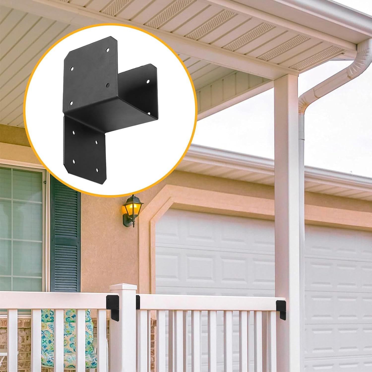 4 Pcs Black Caps Tie Brackets, 4x4 Post Cap Tie Carbon Steel Post Bracket Anchor Connector Support for Post to Wood Deck