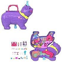 Polly Pocket – Gattino delle Feste, Set pignatta a Tema Festa di Compleanno con Ruota panoramica, Include 2 Mini Bambole, Cuccioli e 23 Accessori a Sorpresa, Giocattolo per Bambini, 4+ Anni, JFT90