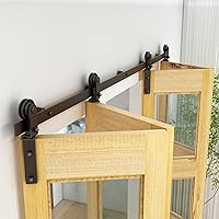 Vista 2 de TSMST Kit de riel de puerta corrediza de granero de doble pliegue de 8 pies/96 pulgadas para 4 puertas, kit de herrajes para puerta de granero