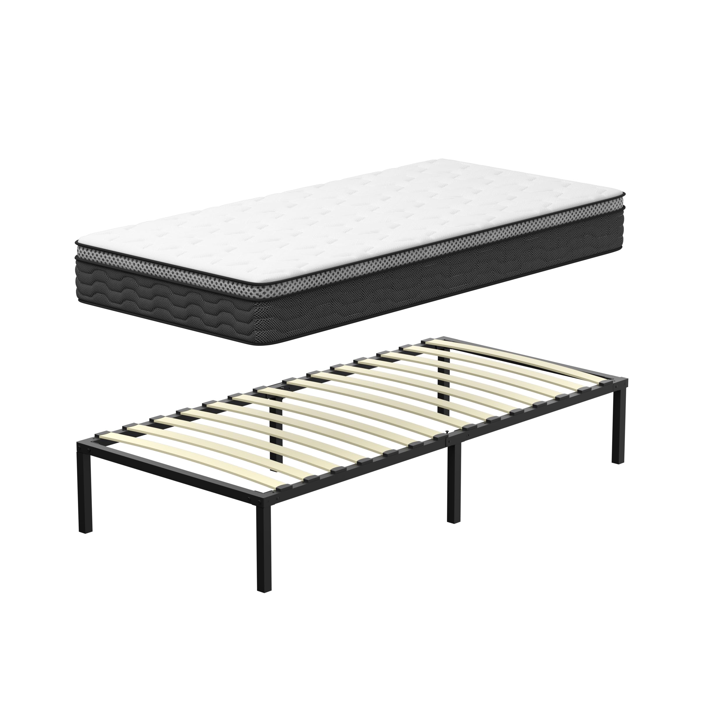 DEWINNER Lit Enfant 90x190 cm,Ensemble Matelas Simple et Sommier Ressorts Ensachés 90x190x25 cm,Confortable, Respirant,Lit Une Personne Complet pour Chambre Enfant ou Adulte