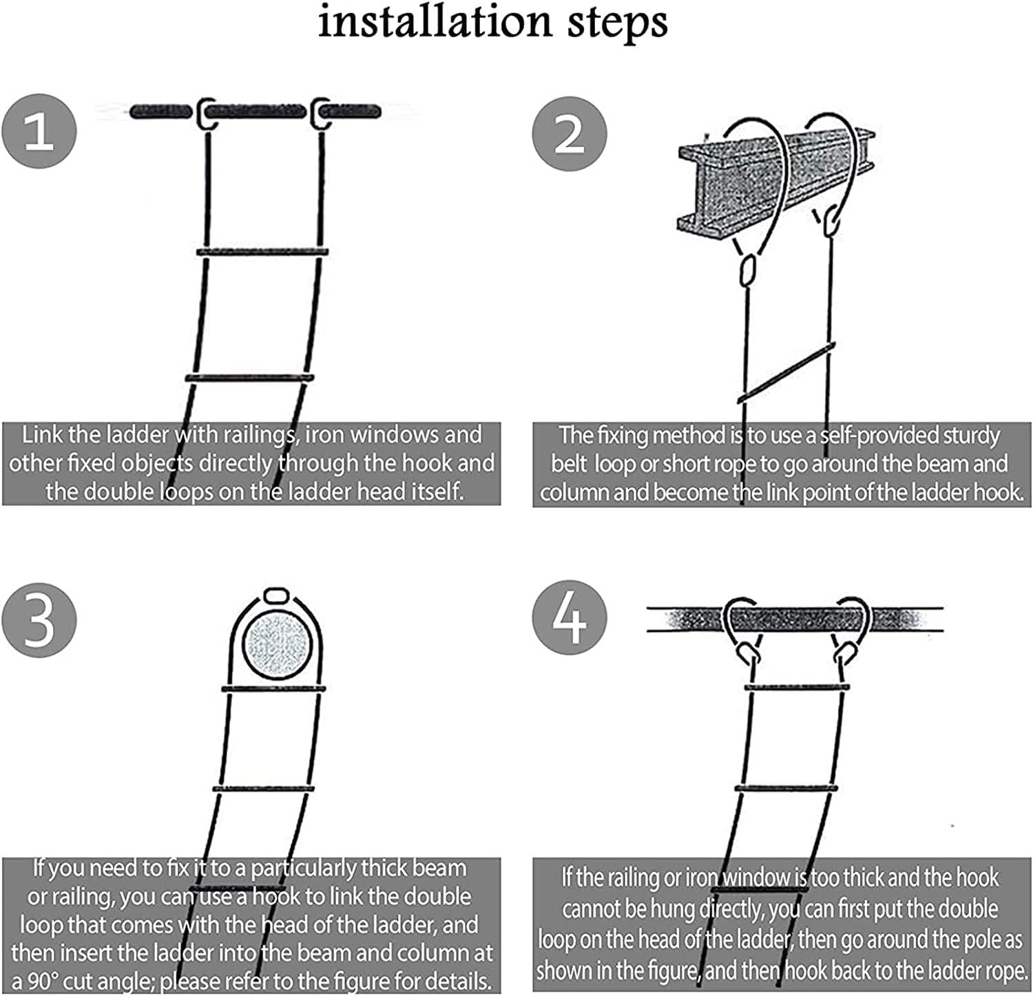Emergency Fire Escape Ladder -Reusable Nylon Rope Ladder for Home, Weight Capacity, Safety Climbing Tool for Window and Balcony Escape