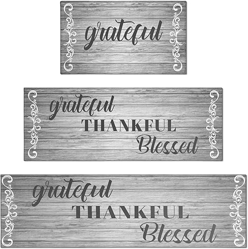 Miniatura 39 de Juego de 2 tapetes de cocina Thankful para cocinar, antideslizantes, impermeables, de pie para cocina, de 17 x 30 + 17 x 47 pulgadas, beige