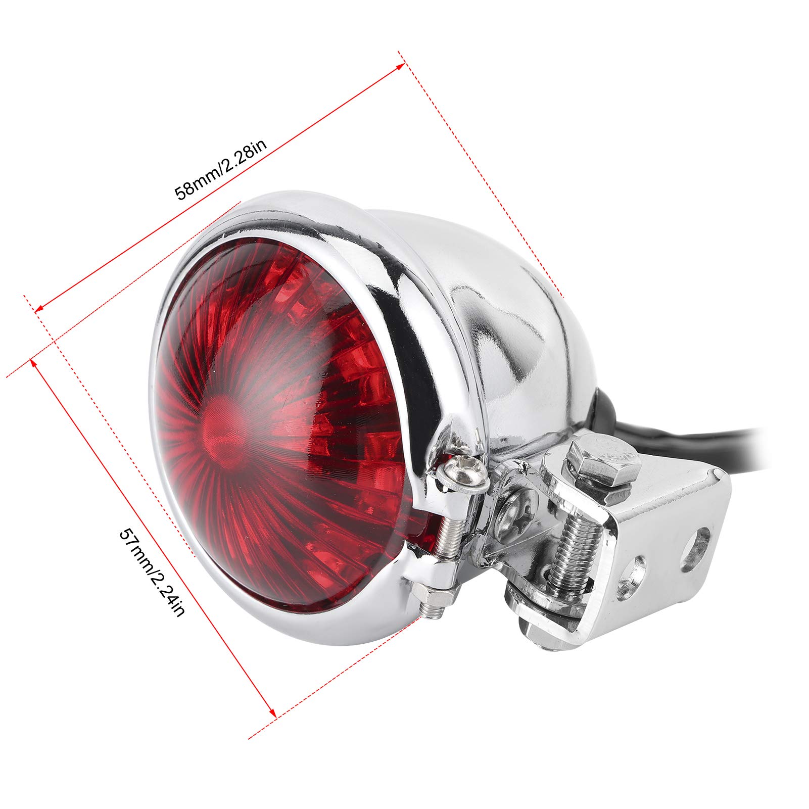 Fanale posteriore per fanale posteriore a LED universale da 12 V per moto con asta di fissaggio a vite(Red-Conchiglia d'argento)