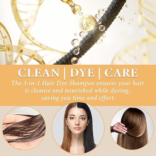 Miniatura 5 de Champú de tinte para el cabello negro natural 3 en 1, champú de tinte instantáneo para el cabello para cubrir el cabello gris para mujeres y Negro