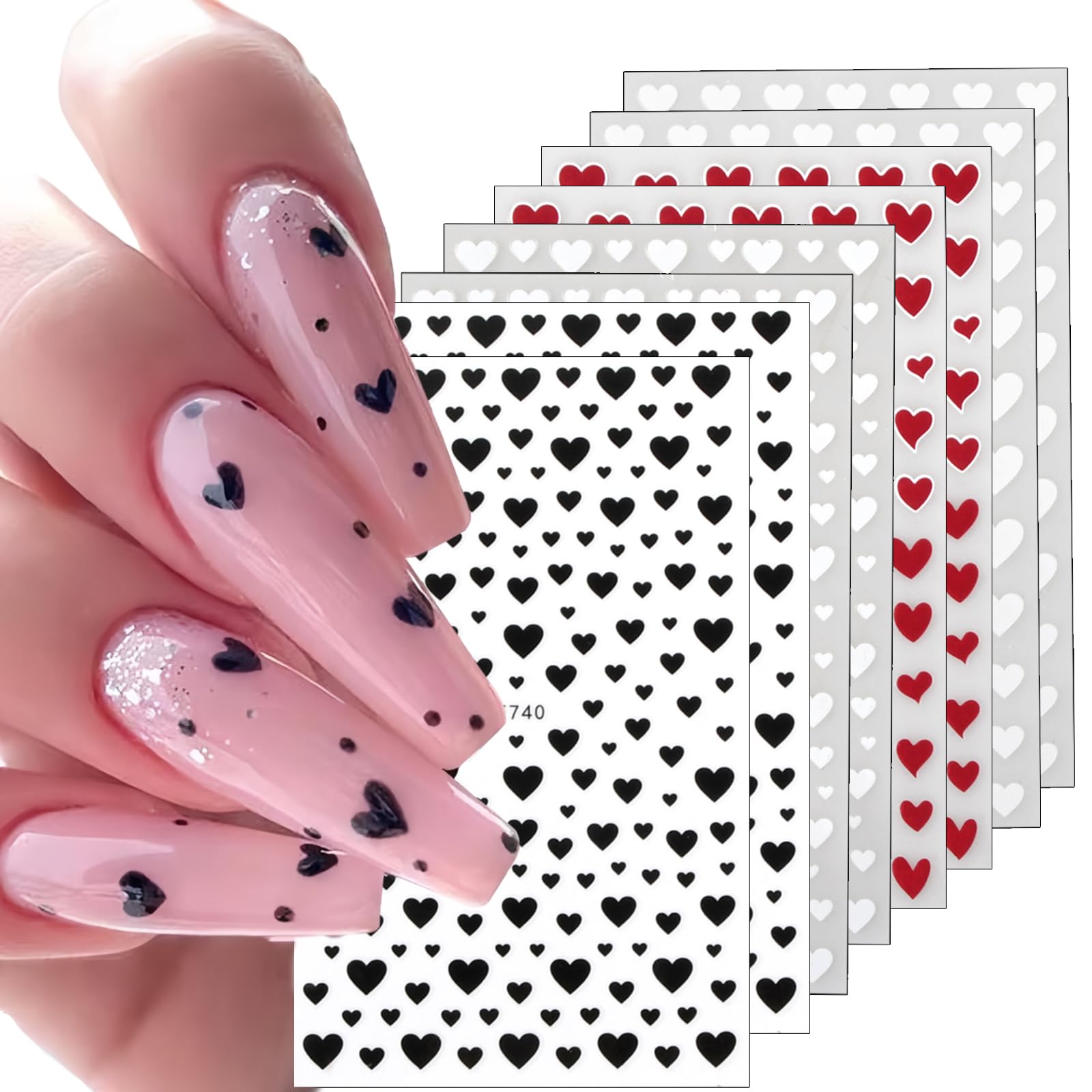 Stickers Autocollants Nail Art – Motifs Cœurs Et Fleurs – Accessoire Manucure