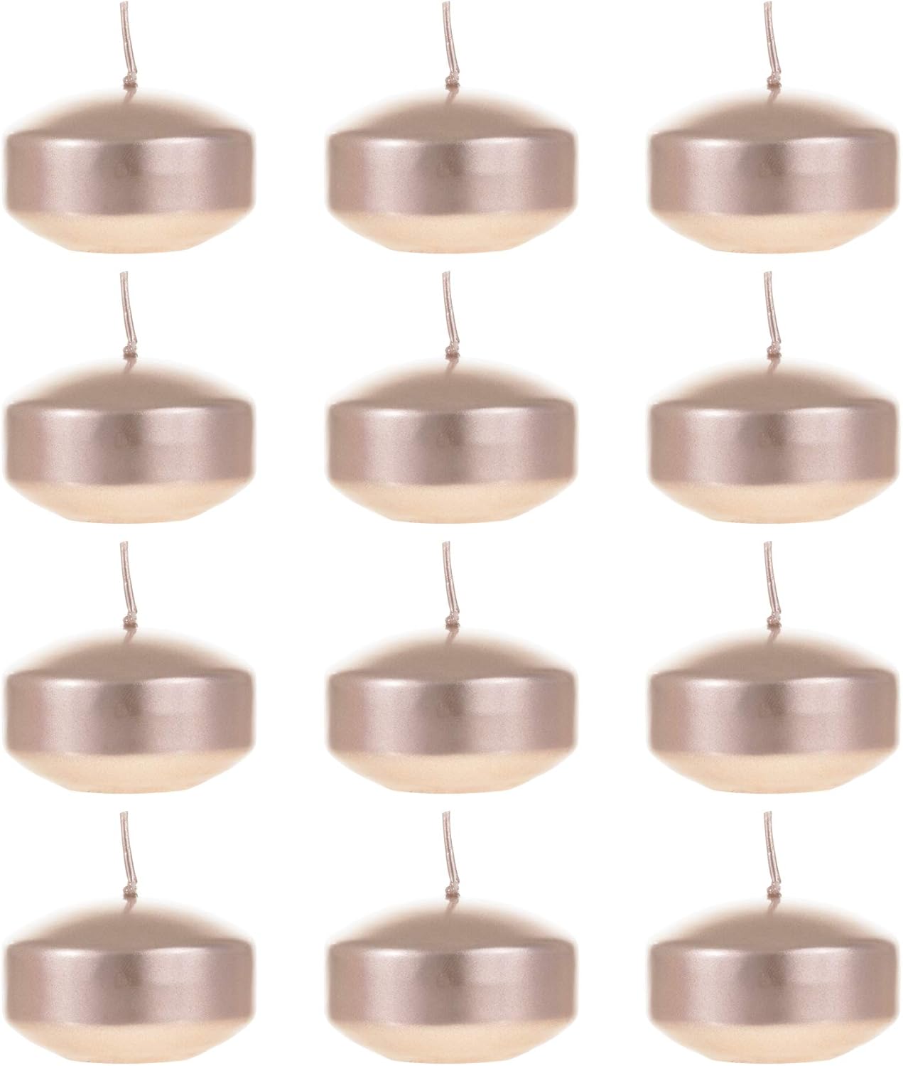 Mega Candles 12 pcs Unscented Rose Gold Floating Disc