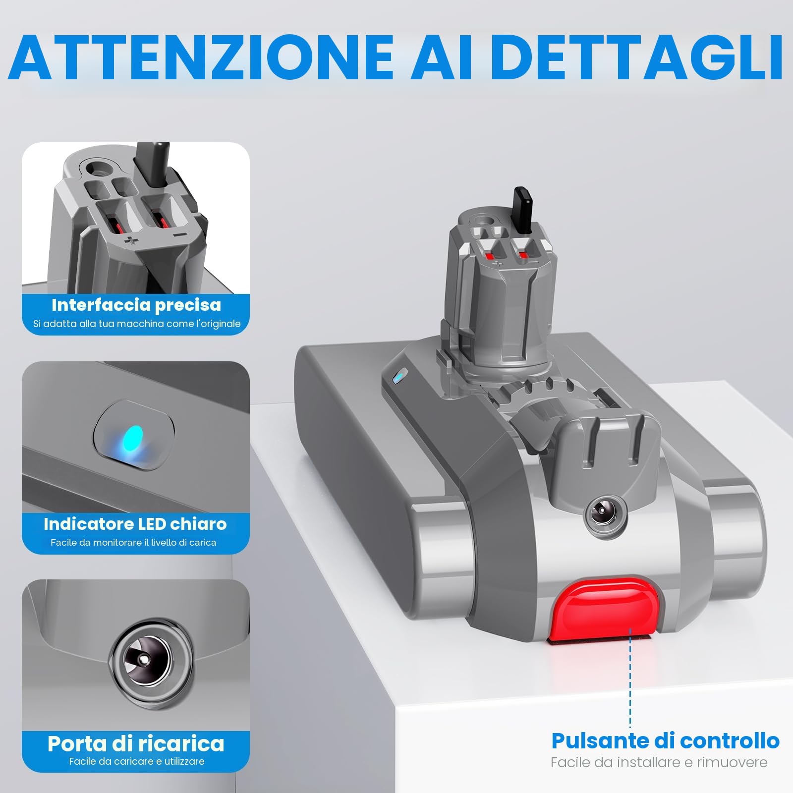Batteria V11 da 3900mAh stile a click per Dy Batteria SV15, ASUNCELL Batteria di ricambio per aspirapolvere V11 Torque Drive Outsize Absolute Extra V15 Detect Absolute Extra SV15 SV16 SV22