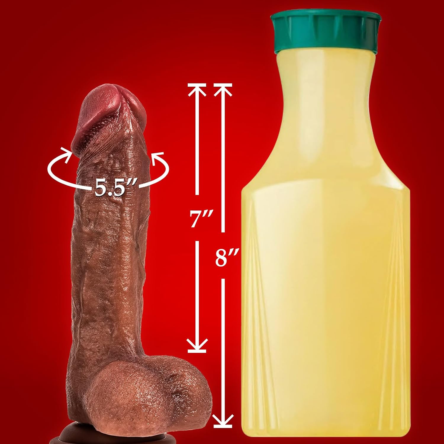 futarita PHD Pretty Huge Dildo - 8" Perfect Fit Daddy Dick w/Real Skin Feel, Dual-Density Platinum-Cured Silicone, Body-Safe, Solid Suction Base, Harness-Compatible, for Vaginal, Anal & Pegging, w/Bag
