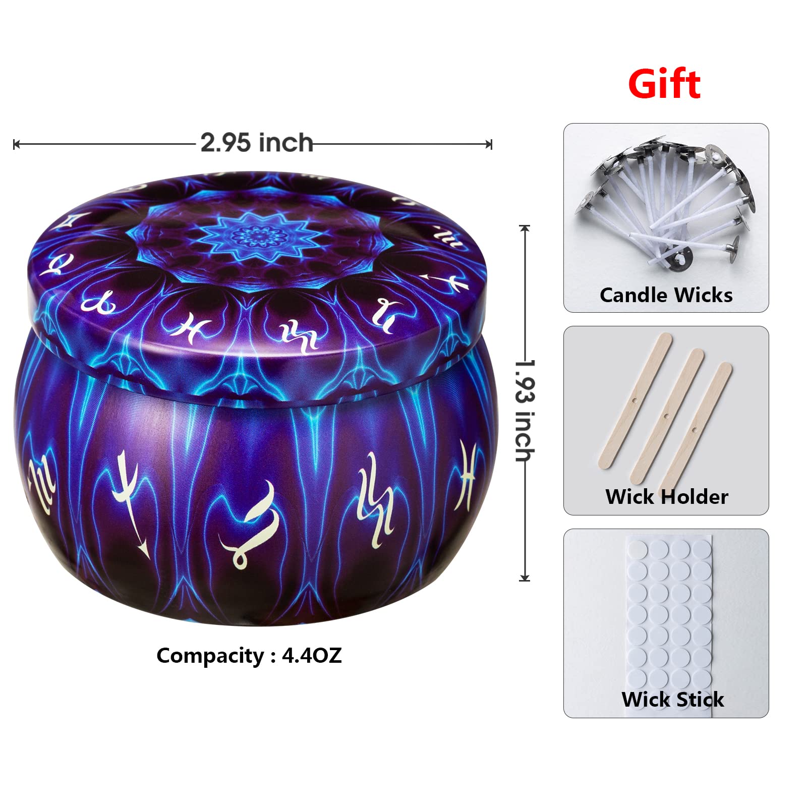 Ahyiyou DIY Zodiac Candle Tins 4.4oz 28 Pieces 28 Color, Round