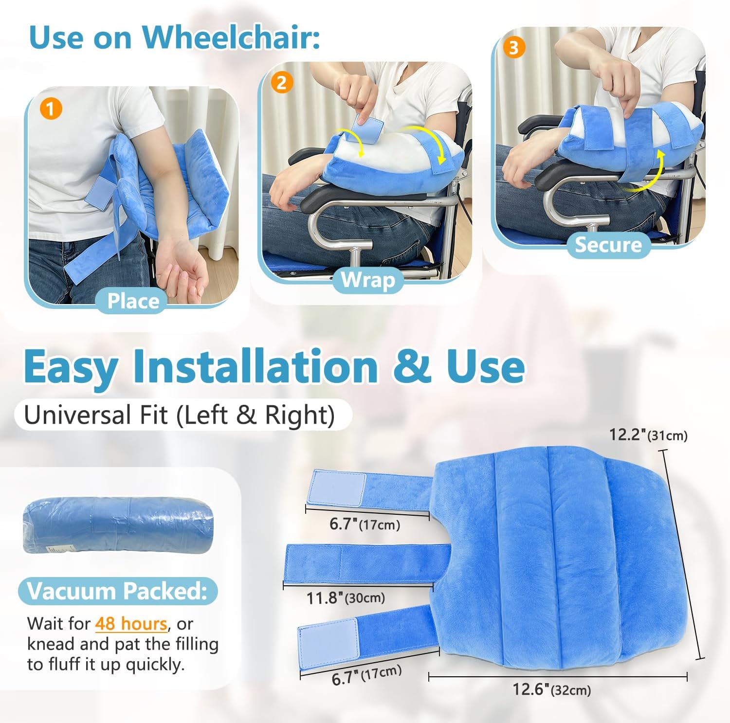 Elbow Protectors for Elderly, Wheelchair Arm Pads, Medical Elbow Support Cushion Adjustable Padded Elbow Brace for Sleeping, Men Women Arm Rest Pillow for Chair Desk, Bed Sore Prevention Pad-1pcs