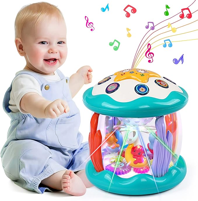Baby Toys 6 to 12 Months Animal Rotating Light Up Toys for 1 Year Old Boy Musical