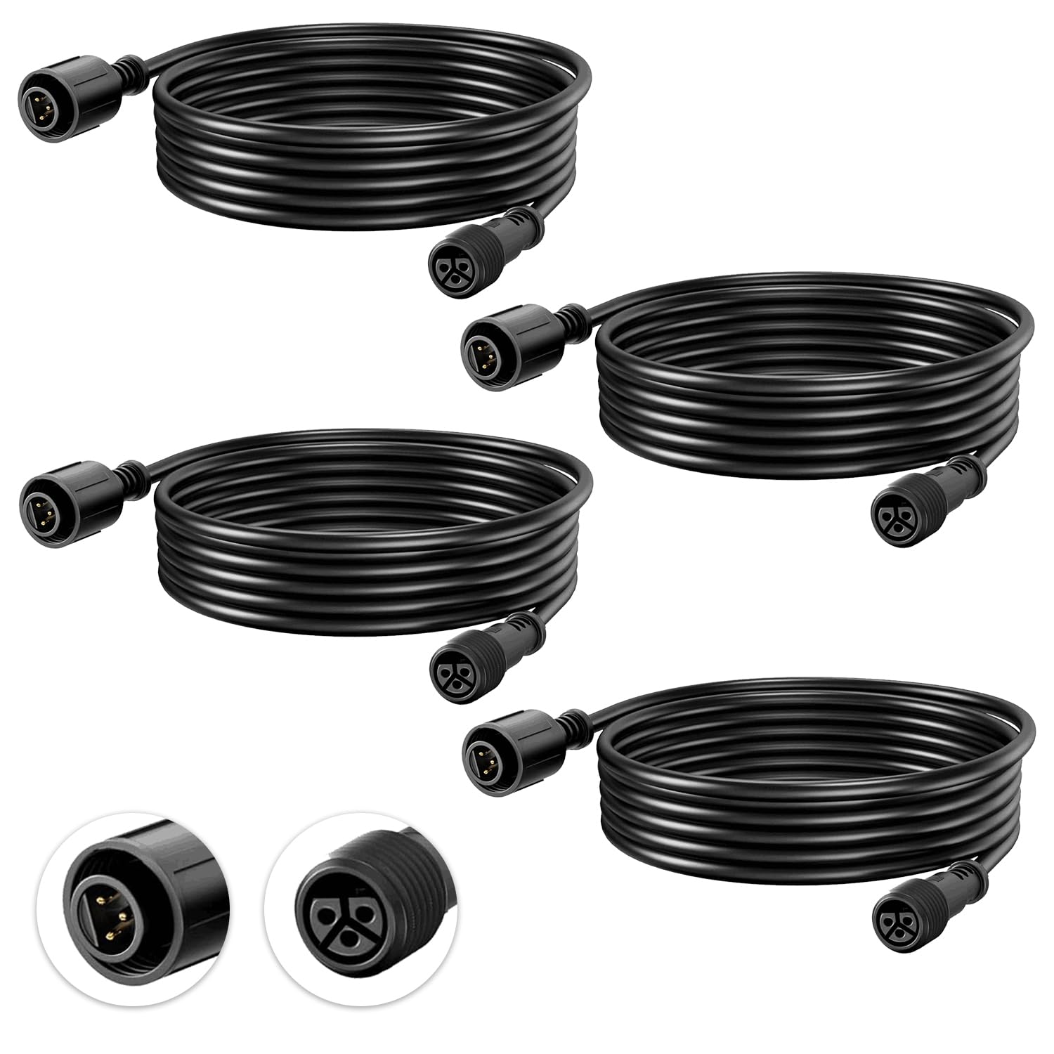 Photo 1 of WOOLZ 4 Pack 6.5FT 3-PIN Extension Cords for RGBW Landscape Lights