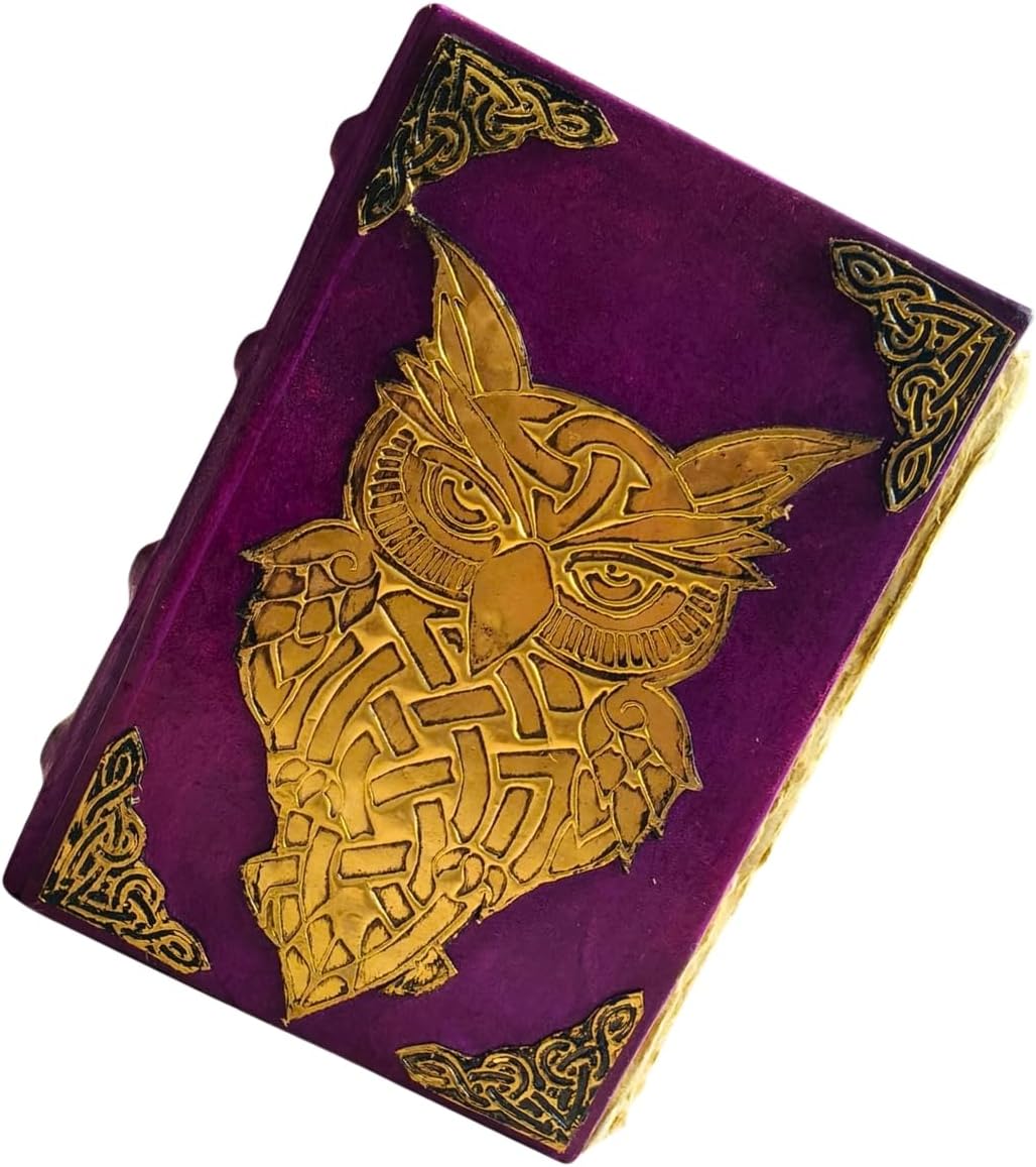 Handmade Leather Journal – Vintage Leather-Bound Notebook with 200 Deckle Edge Pages – Rustic Writing Journal, Antique Travel Diary & Unlined Sketchbook – Artisan Gift for Men & Women, Writers & Artists (Helm of Wisdom)