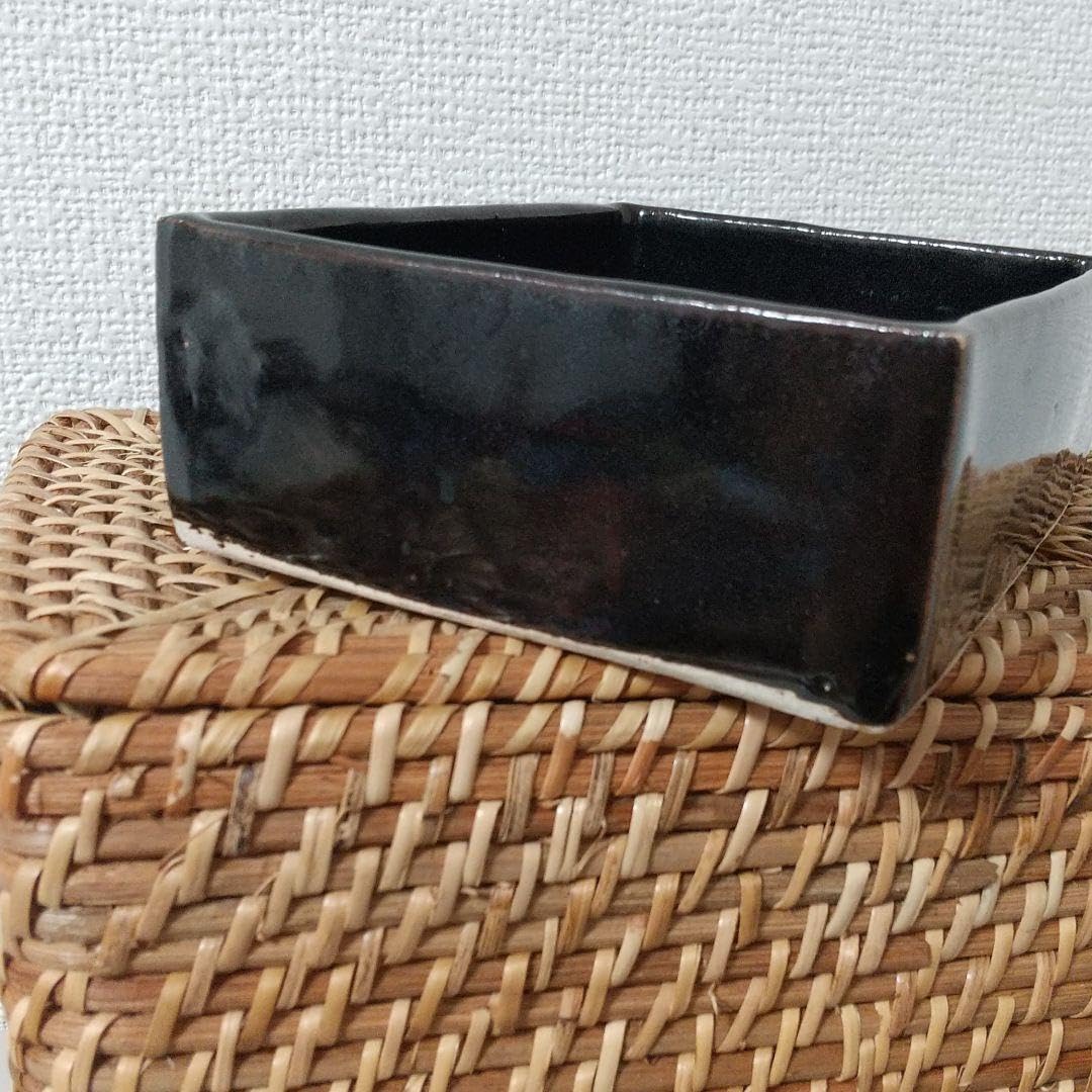 東屋 伊賀 角鉢 5.5寸 長方形 黒飴釉 2個
