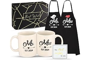 Personalized Mr. and Mrs. Wedding Anniversary Gifts: Coffee Mug and Apron Set